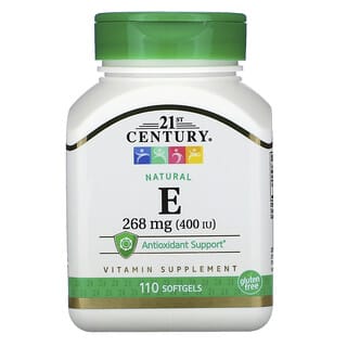 21st Century, Vitamine E naturelle, 268 mg (400 UI), 110 capsules à enveloppe molle