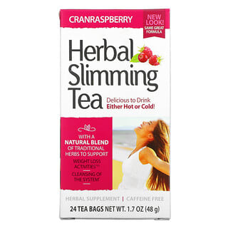 21st Century, Herbal Slimming Tea, Oxicoco e Framboesa, Sem Cafeína, 24 Saquinhos de Chá, 1,6 oz. (45 g)