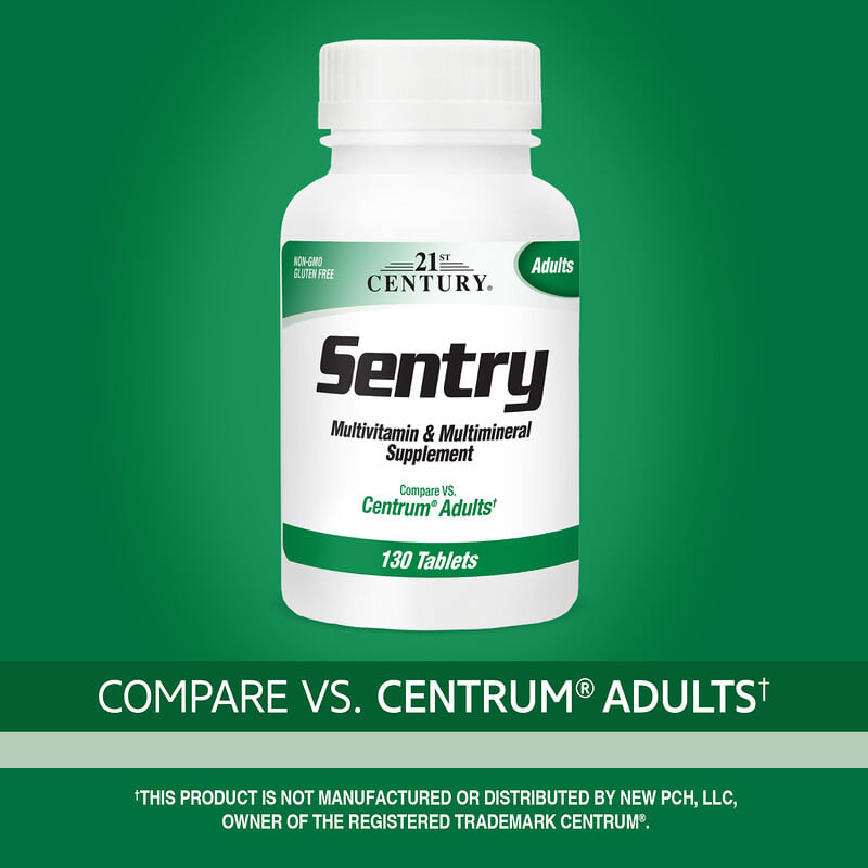 21st Century‏, Sentry, תוסף מולטי-ויטמין ומולטי-מינרל למבוגרים, 130 טבליות