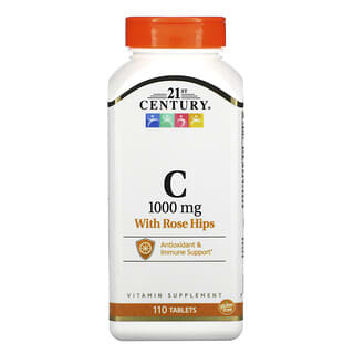 21st Century, Vitamina C com Rosa-Mosqueta, 1.000 mg, 110 Comprimidos