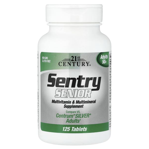 21st Century, Sentry Senior, Suplemento Multivitamínico e Multimineral, Adultos Acima de 50 Anos de Idade, 125 Comprimidos