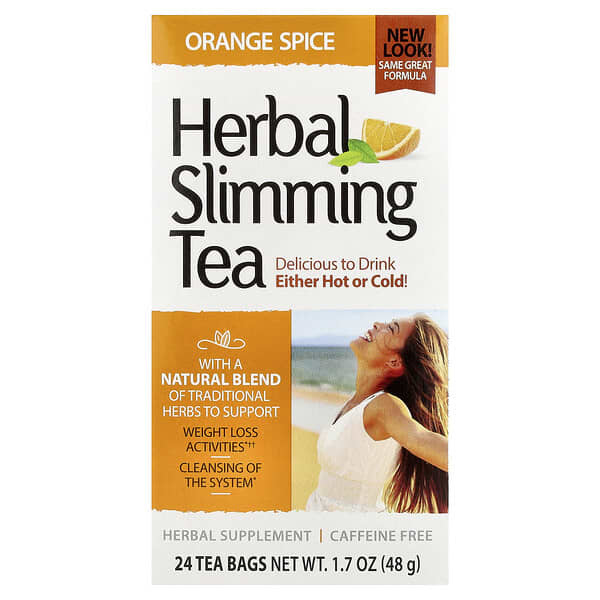 Herbal Slimming Tea, Orange Spice, Caffeine Free, 24 Tea Bags, 1.7 oz (48 g)