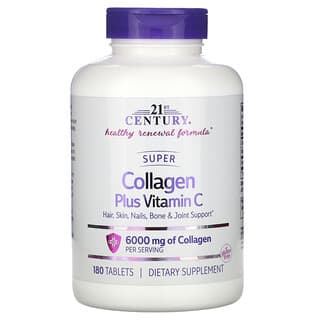 21st Century, Supercolágeno con vitamina C, 1000 mg, 180 comprimidos