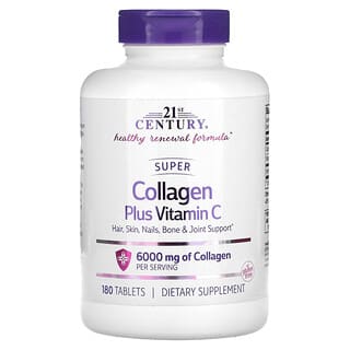 21st Century, Super Collagen Plus à la vitamine C, 1000 mg, 180 comprimés