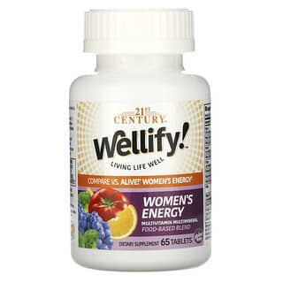 21st Century, Wellify، معزز الطاقة لدى النساء، فيتامينات ومعادن متعددة، 65 قرصًا