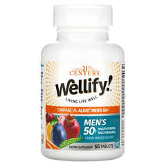 21st Century, Wellify, Multivitamínico y multimineral para hombres mayores de 50 años, 65 comprimidos