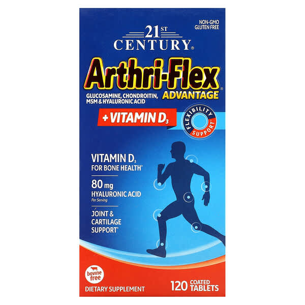 21st Century‏, Arthri-Flex المميز + فيتامين د3، 120 قرصًا مغلفًا
