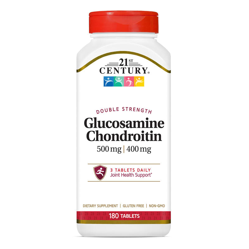 21st Century, Glucosamina y condroitina, doble concentración, 180 comprimidos