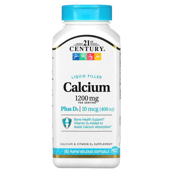 21st Century, Flüssiges Calcium Plus D3, 600 mg, 90 Weichkapseln mit schneller Freisetzung