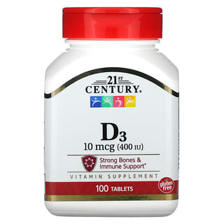 21st Century, Vitamine D3, 10 µg (400 UI), 100 comprimés