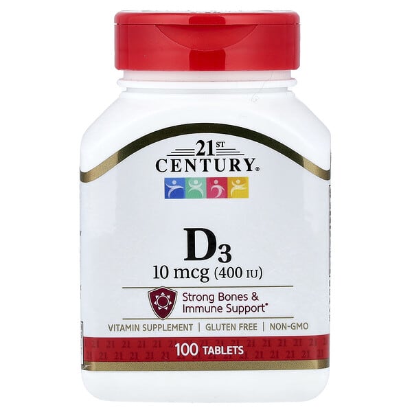 Vitamin D3, 10 mcg (400 IU), 100 Tablets