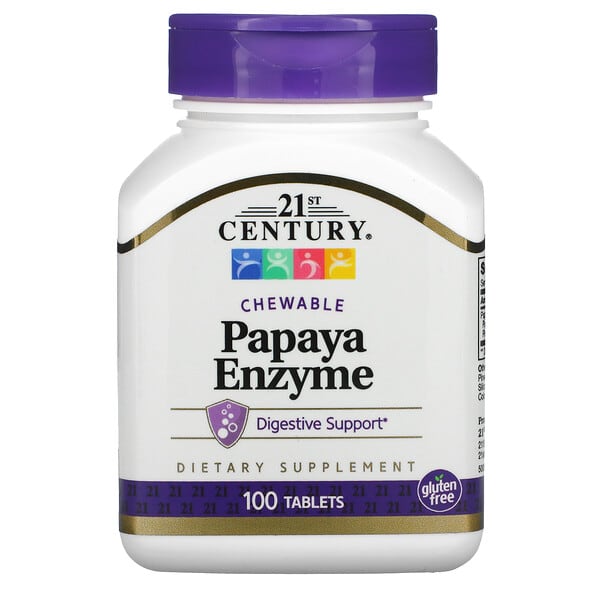 21st Century, Papaya Enzyme, Chewable, 100 Tablets