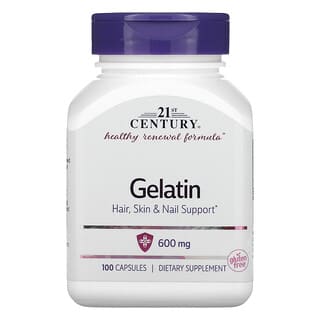 21st Century, Gelatina, 600 mg, 100 Cápsulas