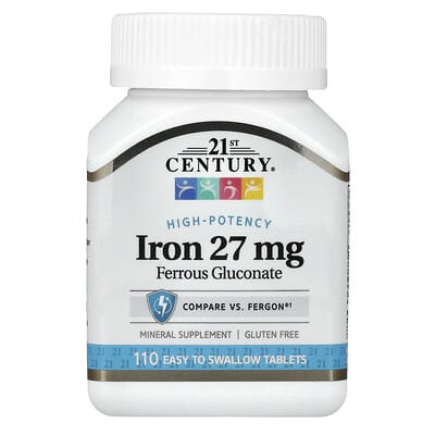 21st Century, Extra Strength Iron, 27 mg, 110 Easy-Swallow Tablets