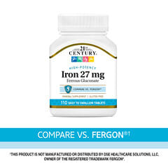 21st Century, High-Potency Iron, 27 mg, 110 Easy to Swallow Tablets