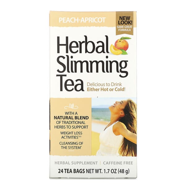 Herbal Slimming Tea, Peach-Apricot, Caffeine Free, 24 Tea Bags, 1.7 oz (48 g)