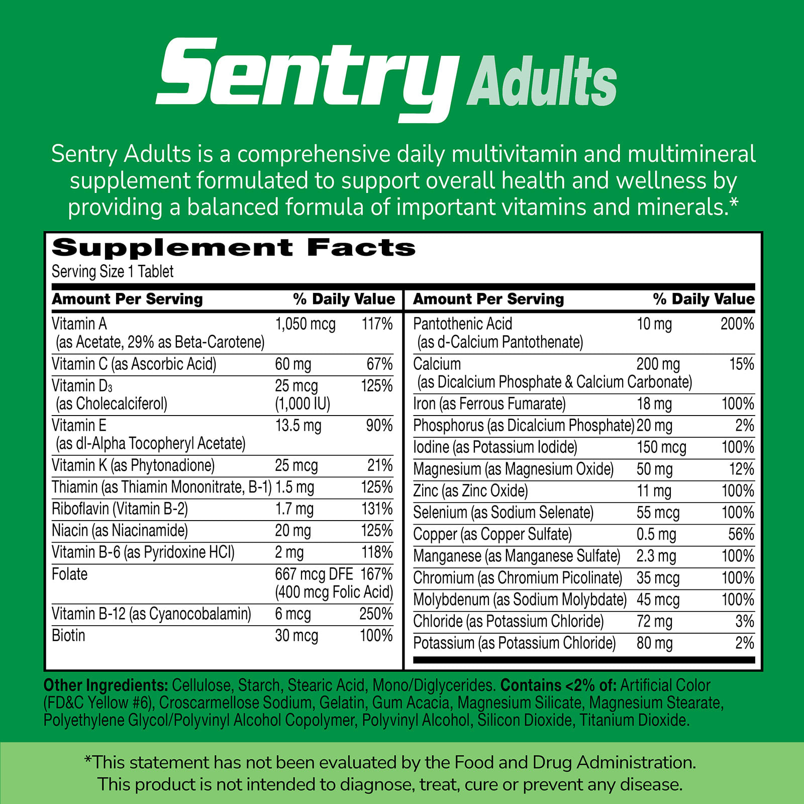 21st Century, Sentry，成年人復合維他命與多礦物質補充劑，300 片