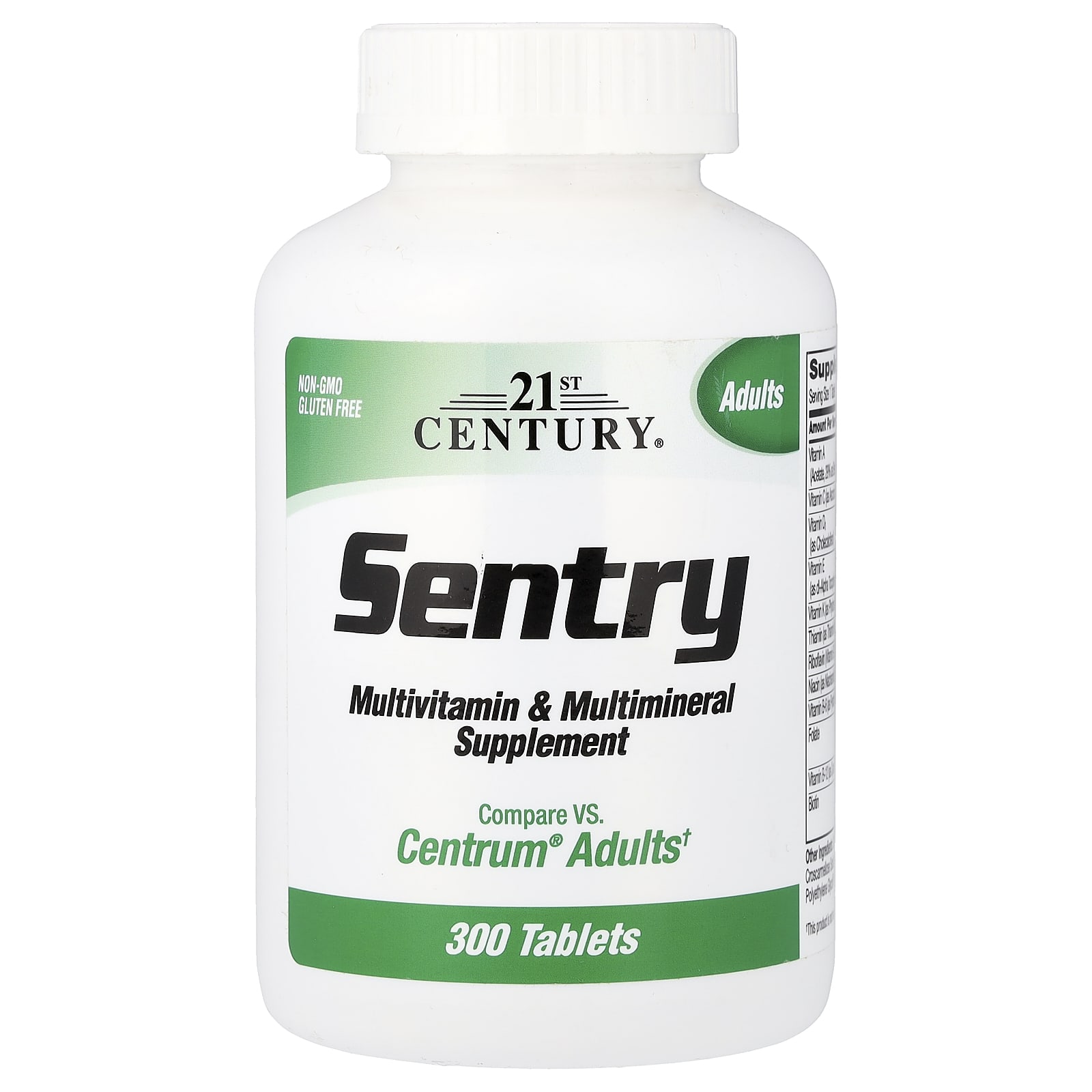 21st Century, Sentry，成年人復合維他命與多礦物質補充劑，300 片