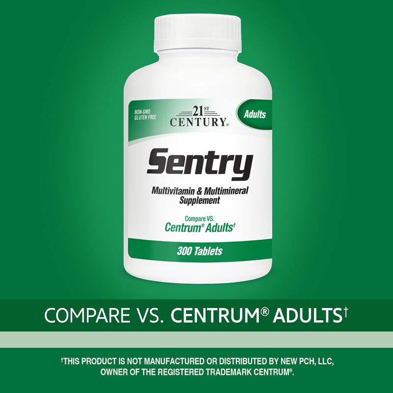21st Century, Sentry, мультивитаминная и мультиминеральная добавка для взрослых, 300 таблеток