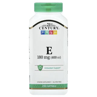 21st Century, Vitamina E, 180 mg (400 UI), 250 Cápsulas Softgel