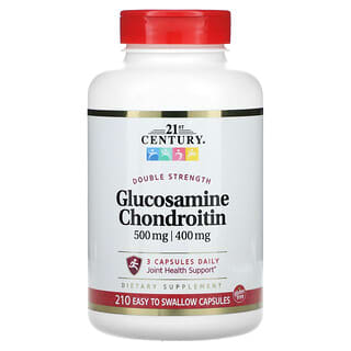 21st Century, Glucosamine, Chondroïtine, Double concentration, 210 capsules faciles à avaler