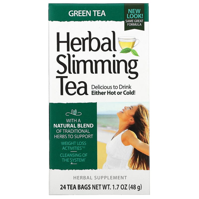 Thé minceur à base de plantes, Thé vert, 24 sachets de thé, 48 g