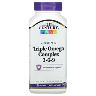 21st Century, Complexe Triple Oméga 3-6-9, 90 capsules Gastro-résistantes