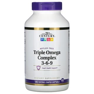 21st Century, Complejo Triple Omega 3-6-9, 180 cápsulas blandas con recubrimiento entérico