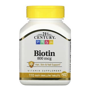 21st Century, Biotine, 800 µg, 110 comprimés à avaler faciles