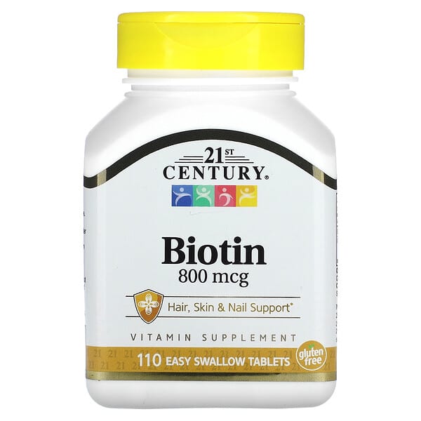 21st Century, Биотин, 800 мкг, 110 таблеток, которые легко глотать