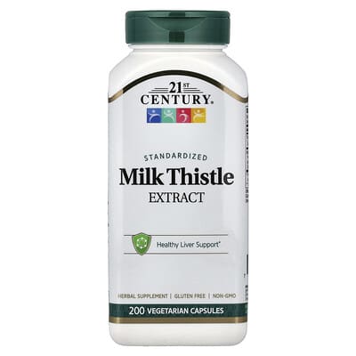 21st Century, Milk Thistle Extract, Standardized , 200 Vegetarian Capsules (87.5 mg per Capsule)