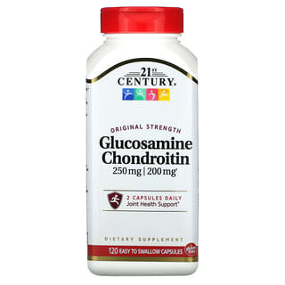 21st Century, Glucosamina con condroitina, Concentración original, 250 mg/200 mg, 120 cápsulas fáciles de tragar 