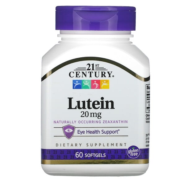21st Century, Luteína, 20 mg, 60 cápsulas blandas