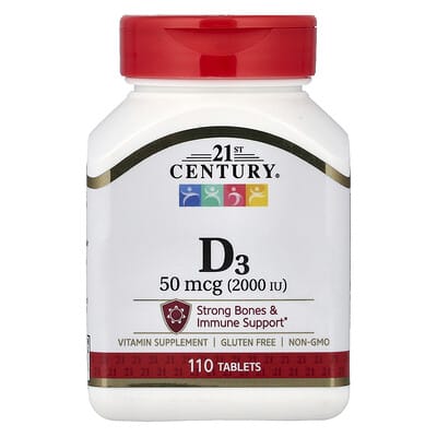 21st Century, Vitamin D3, 50 mcg (2000 IU), 110 Tablets