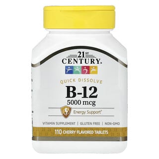 21st Century, Vitamina B-12, Cereja, 5.000 mcg, 110 Comprimidos Sublinguais