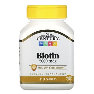 21st Century, Biotina, 5.000 mcg, 110 Cápsulas