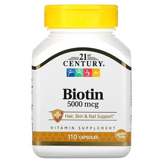 21st Century, Biotina, 5000 mcg, 110 cápsulas