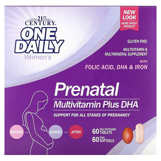 21st Century, Prenatal Multivitamin Plus DHA, 2 Bottles, 60 Tablets / 60 Softgels