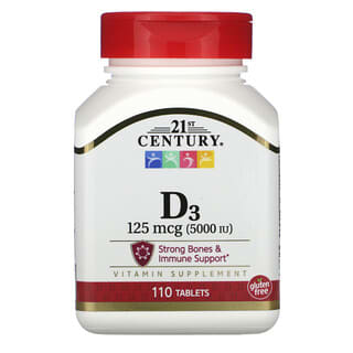 21st Century, Vitamina D3, 125 mcg (5000 UI), 110 comprimidos