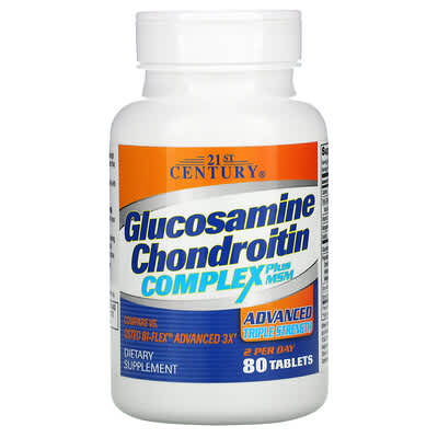 21st Century, Glucosamine Chondroitin Complex + MSM, Advanced Triple Strength, 80 Tablets