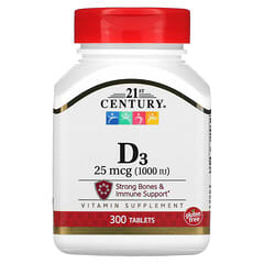 21st Century, Vitamin D3, 25 mcg (1,000 IU), 300 Tablets