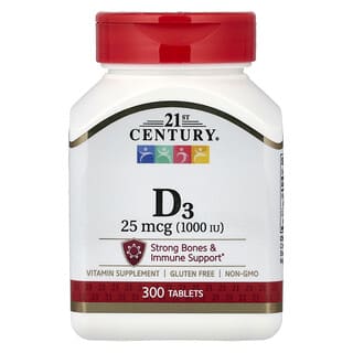 21st Century, Vitamin D3, 25 mcg (1,000 IU), 300 Tablets