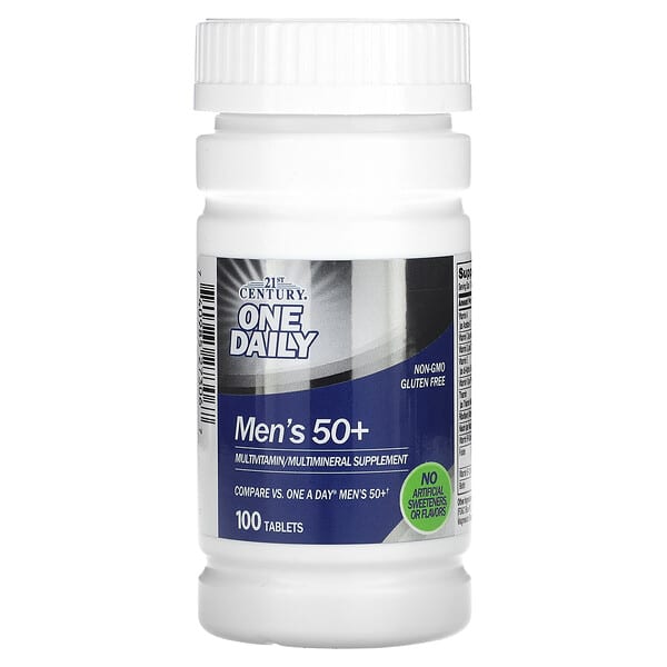21st Century, One Daily, Suplemento multivitamínico y multimineral para hombres de 50 años o más, 100 comprimidos