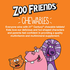 21st Century, Zoo Friends with Extra C, Orange, 60 Chewable Tablets