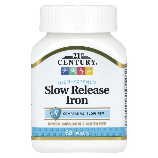 Slow Release Iron, High Potency, 45 mg, 60 Tablets