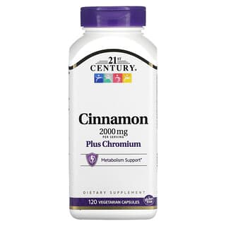 21st Century, Cinnamon Plus Chromium, Zimt und Chrom, 500 mg, 120 pflanzliche Kapsel