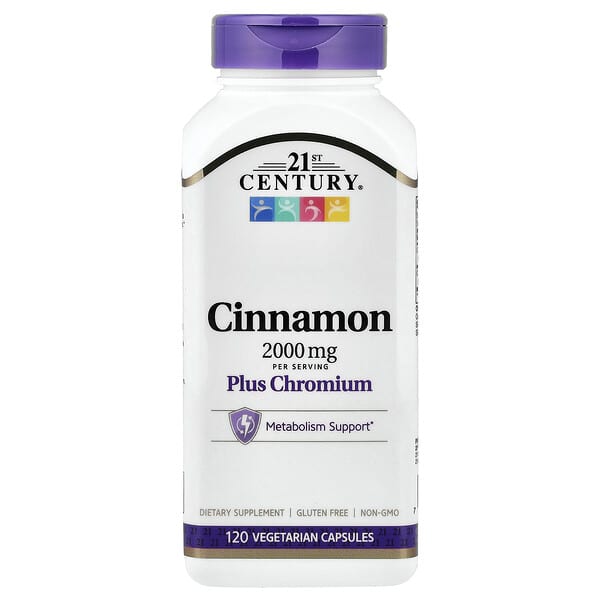 21st Century Cinnamon plus Chromium, 120 Vegetarian Capsules