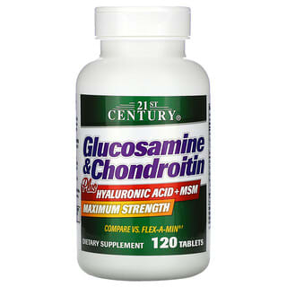 21st Century, Glucosamine & Chondroitin Plus Hyaluronic Acid + MSM, Glucosamin & Chondroitin mit Hyaluronsäure + MSM , 120 Tabletten