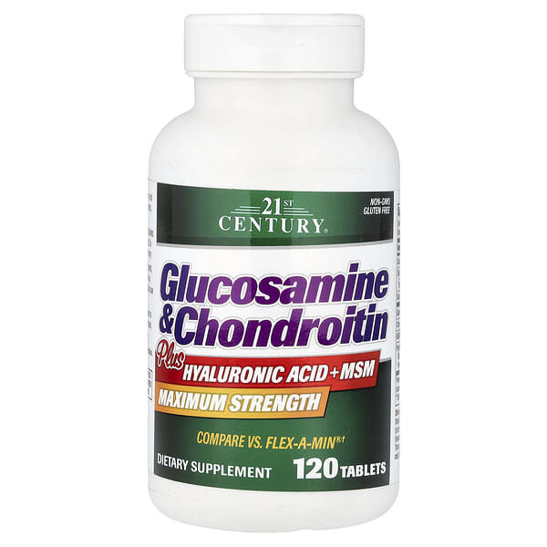 21st Century Glucosamine & Chondroitin plus Hyaluronic Acid + MSM, 120 Tablets