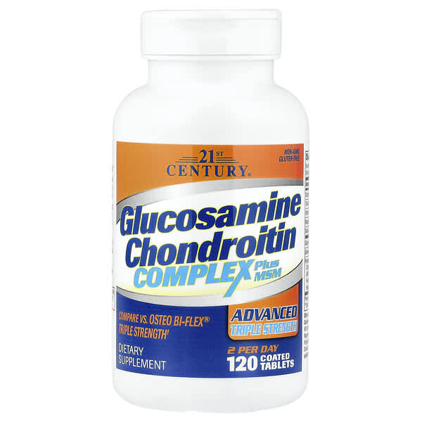 21st Century Glucosamine Chondroitin Complex Plus MSM, Advanced Triple Strength, 120 Coated Tablets